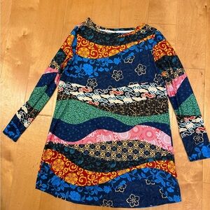 Nanu colorful pattern abstract long sleeve  top tunic size M